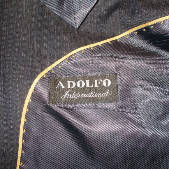 Adolfo International Men's 100% Wool Dark Blue 2 Button Blazer Jacket 46… - Picture 6 of 8